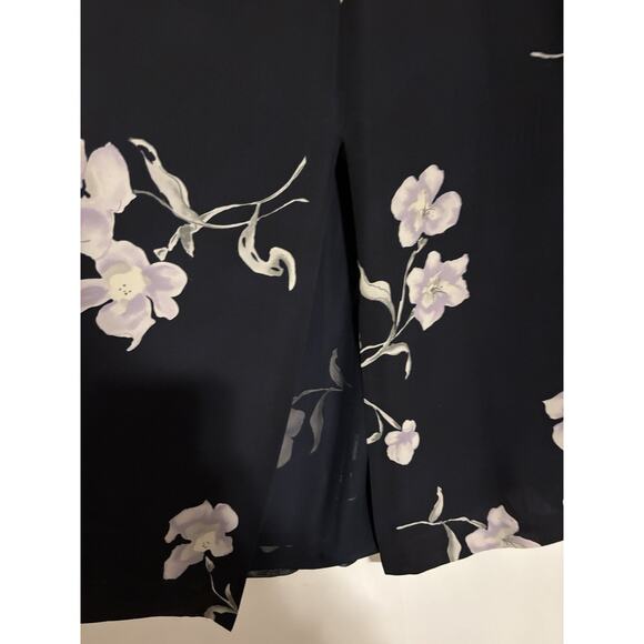 Ann Taylor LOFT Skirt 8 Maxi Long Silk Blue Floral - Picture 2 of 9